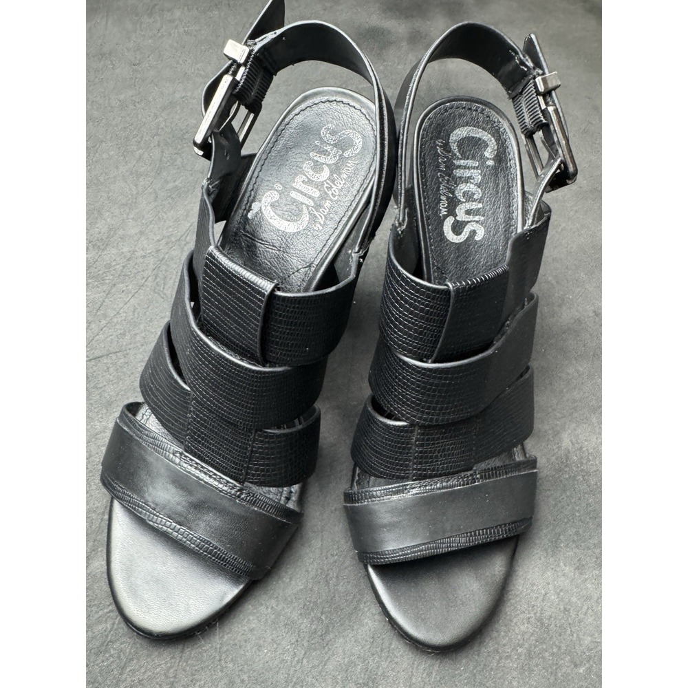 Circus by Sam Edelman Natalie Black Platform Heels 7M Strappy Buckle Grunge Goth